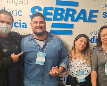 Stand do Sistema de Ensino Orion no evento Sebrae Games apresentando projetos de alunos